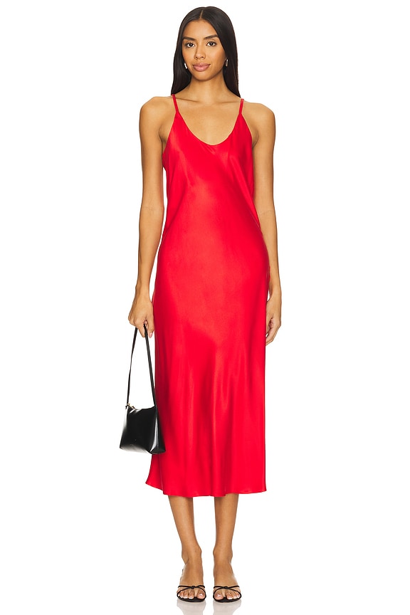 view 1 of 4 Washable Silk Bias Slip Dress in Pure Carmine in Carmine Red