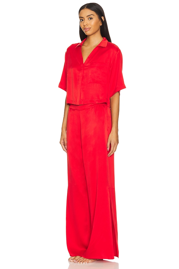 view 2 of 3 Washable Silk High Rise Pant Set in Pure Carmine in Carmine Red