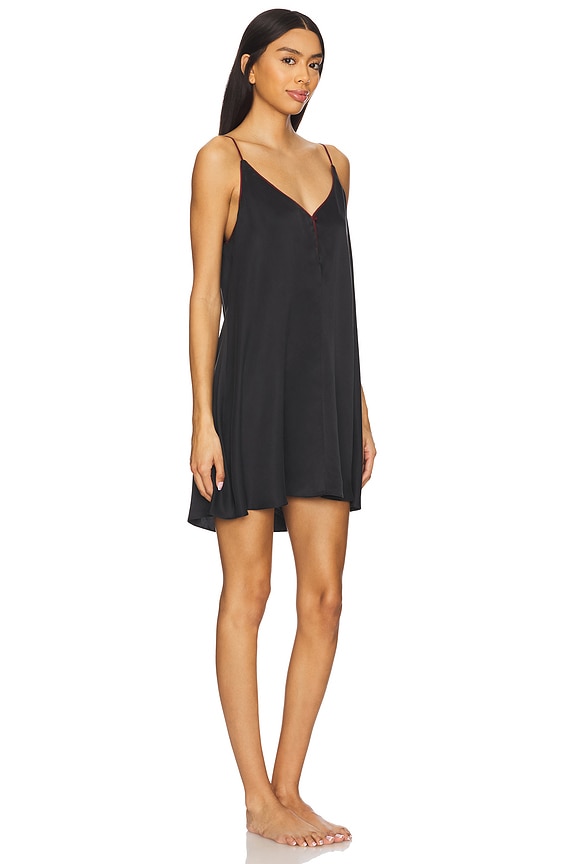 view 2 of 3 MINIVESTIDO WASHABLE SILK BUTTON FRONT in Immersed Black & Calliope Wine