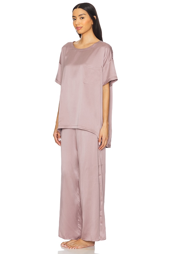 view 2 of 3 Washable Silk Tee Pant Set in Frosted Crocus