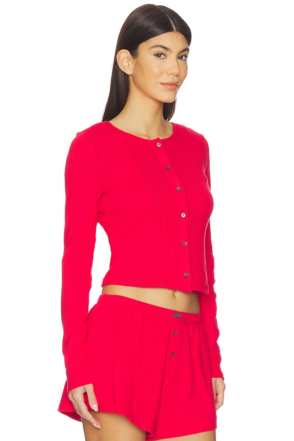 view 2 of 4 GILET RAS DE COU POINTELLE in Camellia Red