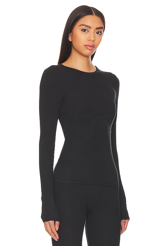 view 2 of 4 Soft Modal Rib Underpin Long Sleeve in Immersed Black