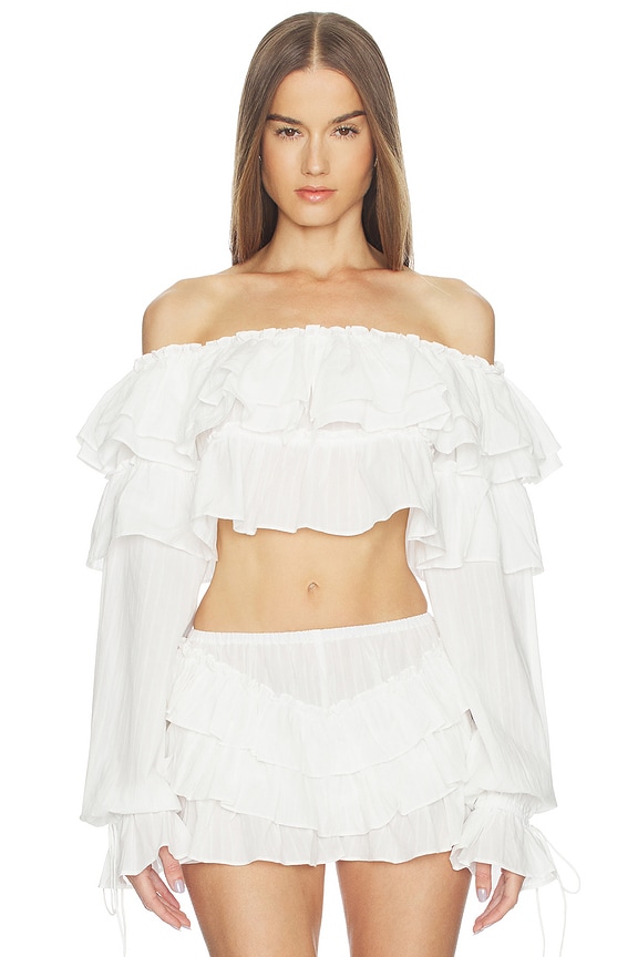 view 1 of 4 Iliana Ruffle Top in White