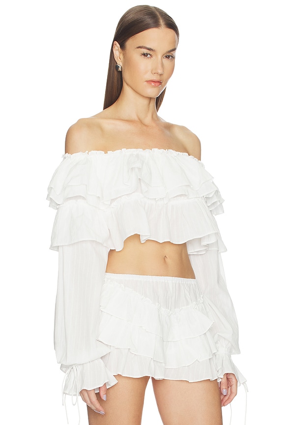 view 2 of 4 Iliana Ruffle Top in White