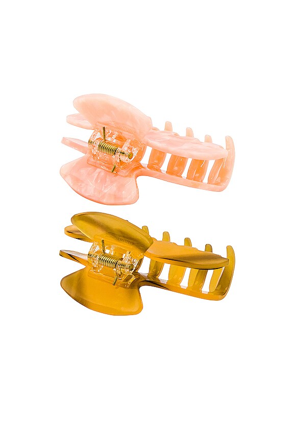 view 2 of 2 CONJUNTO DE PINZAS PARA EL CABELLO in Tan & Pink