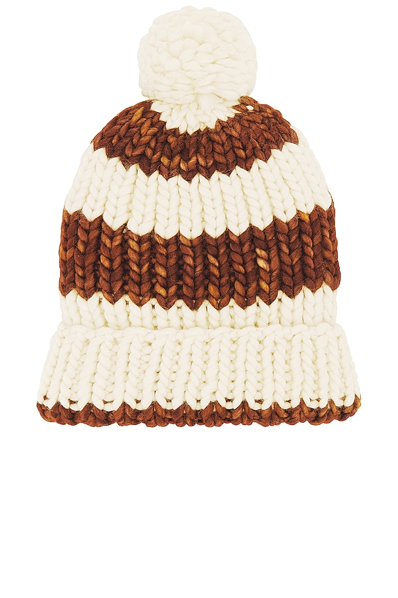 view 2 of 3 Ava Chunky Knit Hat in Brown Stripe