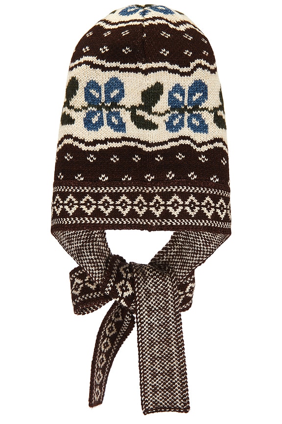 view 2 of 3 Ophelia Bonnet in Brown & Blue Floral Intarsia