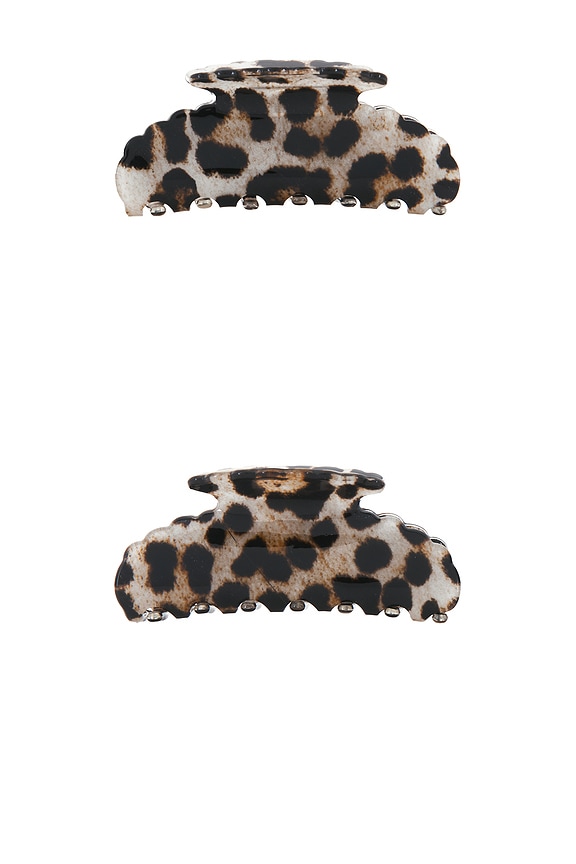 view 2 of 4 Loeffler Yuri Scallop Acetate Clip Set in Brushed Leopard