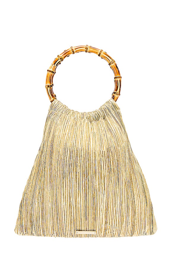 view 2 of 4 Mattie Bamboo Handle Pouch in Gold