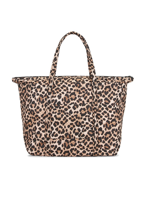 view 2 of 4 Brushed Leopard Printed Nylon Tote Bag in Leopard
