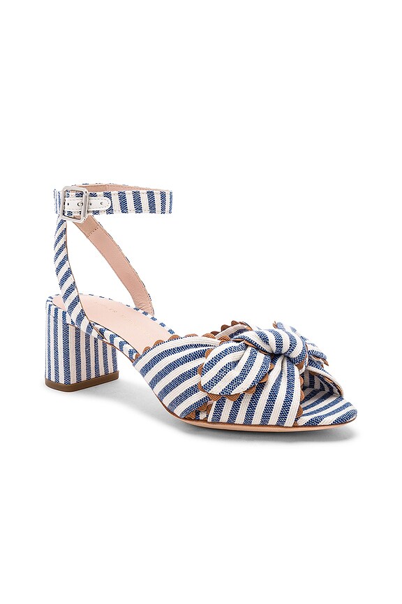 view 2 of 5 Jill Knotted Block Heel With Ankle Strap in Blue & Cream