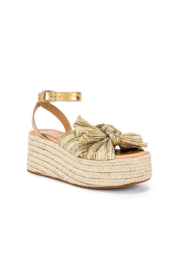 view 2 of 5 Pleated Knot Flatform Espadrille in Gold
