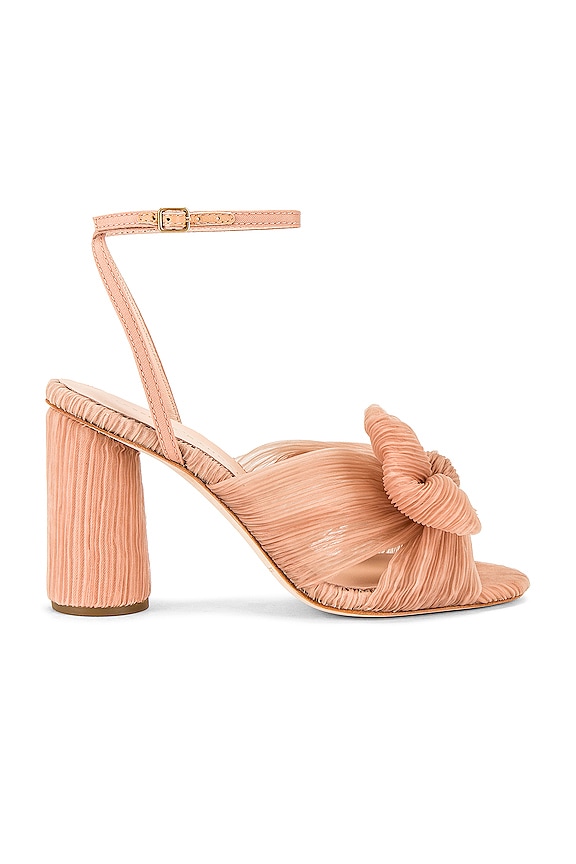 Loeffler Randall Camellia Pleated Knot Heeled Sandal In Beauty | REVOLVE