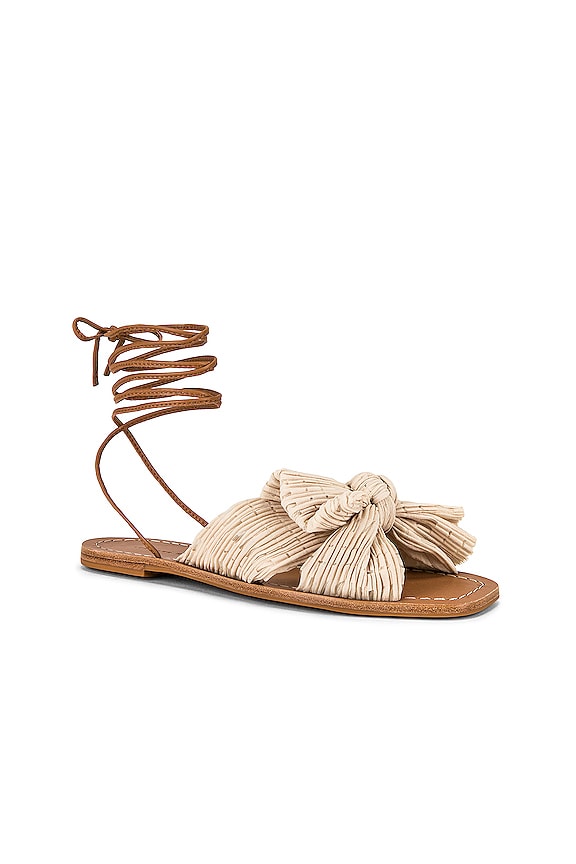 view 2 of 5 Peony Pleated Knot Wrap Sandal in Cream Plaid