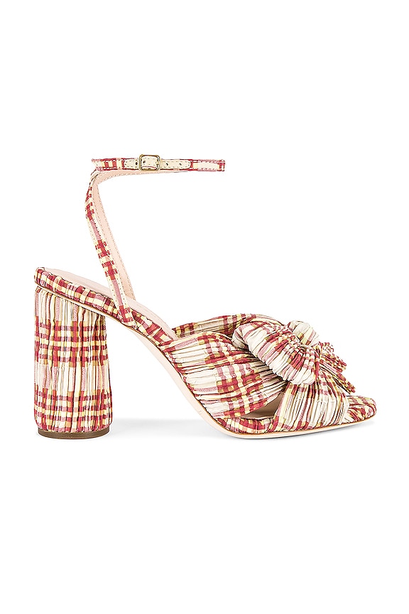 Loeffler Randall Camellia Knot Sandal In Cranberry Seersucker Plaid ...