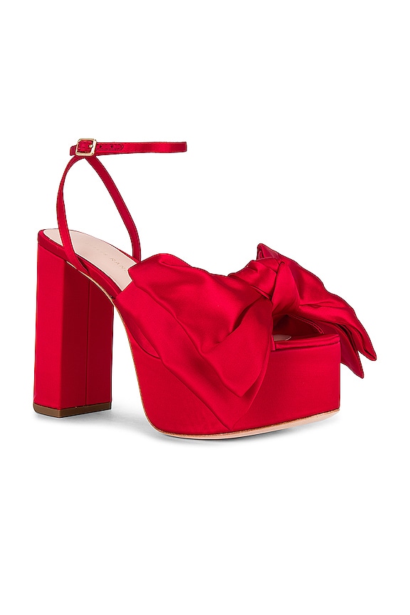 view 2 of 5 Kiki Bow Platform Heel in Red Satin