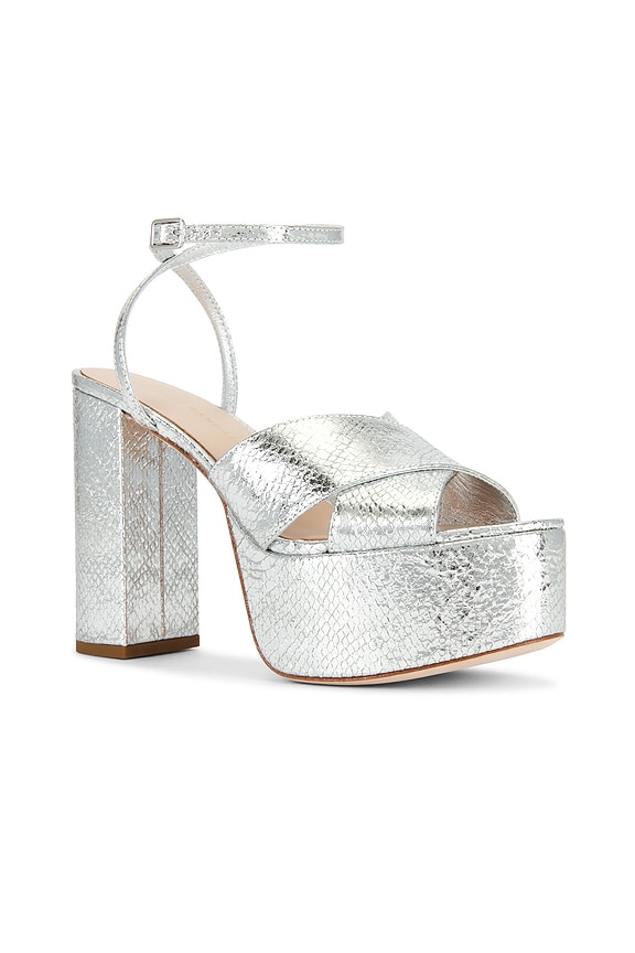 view 2 of 5 Loretta Platform Sandal in Silver Snake Embossed Leather