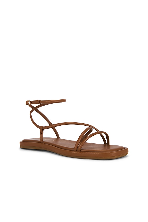 view 2 of 5 Noor Strappy Ankle Wrap Flat Sandal in Timber Nappa
