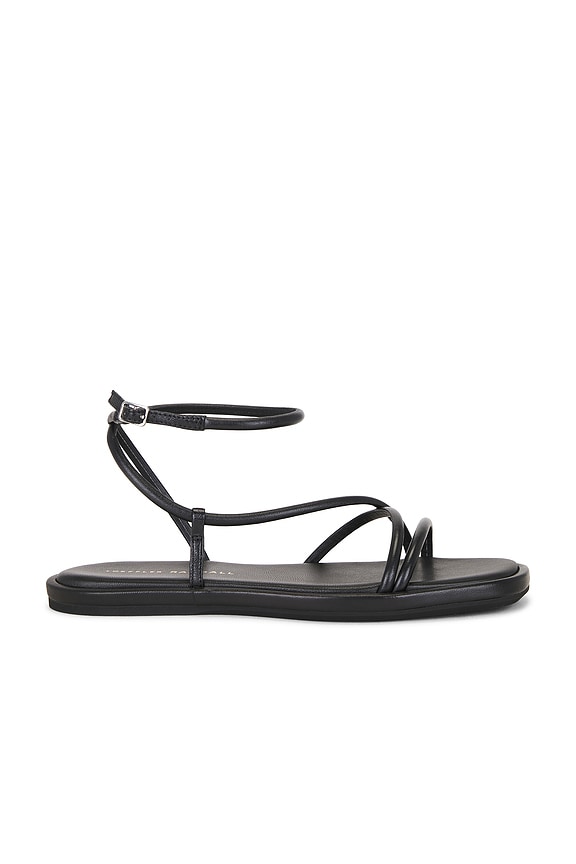 view 1 of 5 Noor Strappy Ankle Wrap Flat Sandal in Black