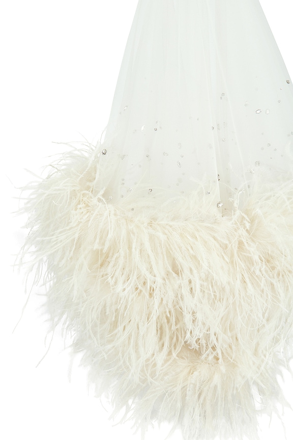 view 1 of 4 VELO MESH SHORT WITH EMBROIDERY & FEATHERS in Cream