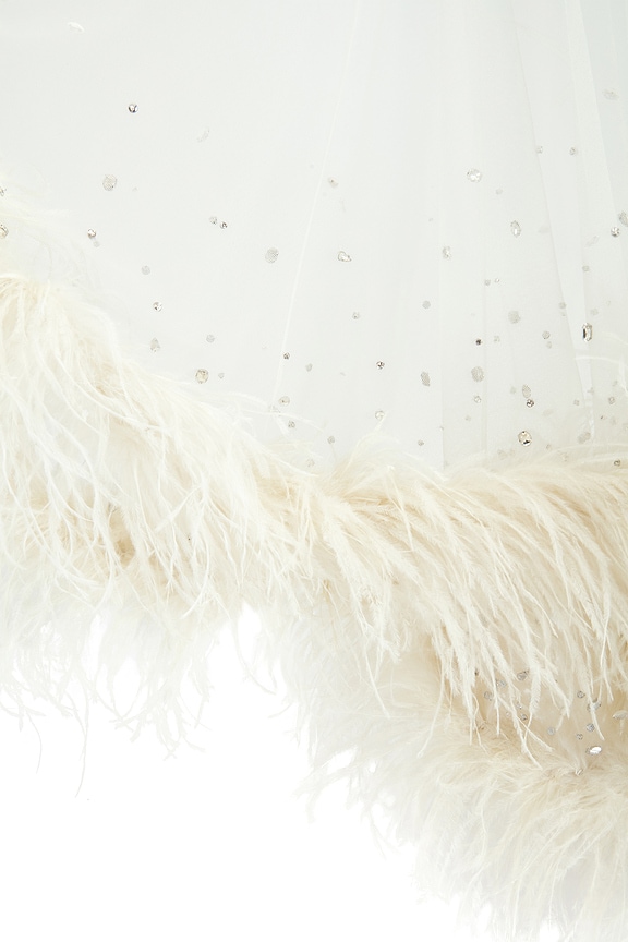 view 2 of 4 VELO MESH SHORT WITH EMBROIDERY & FEATHERS in Cream