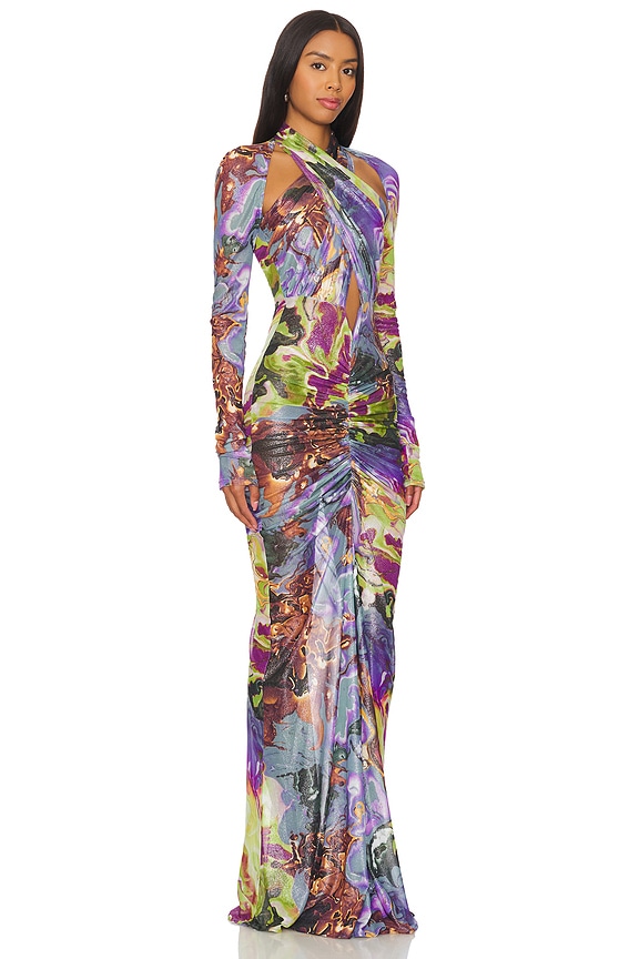 view 2 of 3 Halter Ruched Gown in Marble