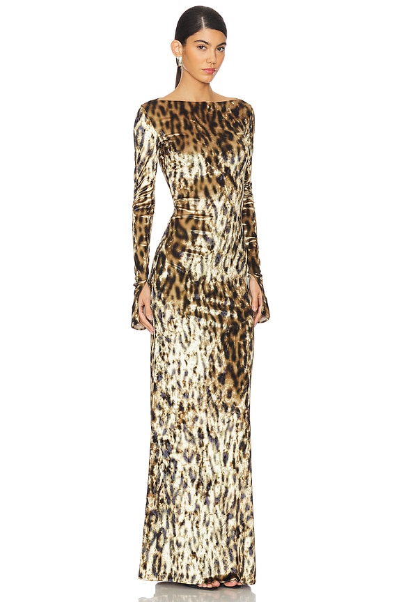 view 2 of 3 Boatneck Gown in Leopard