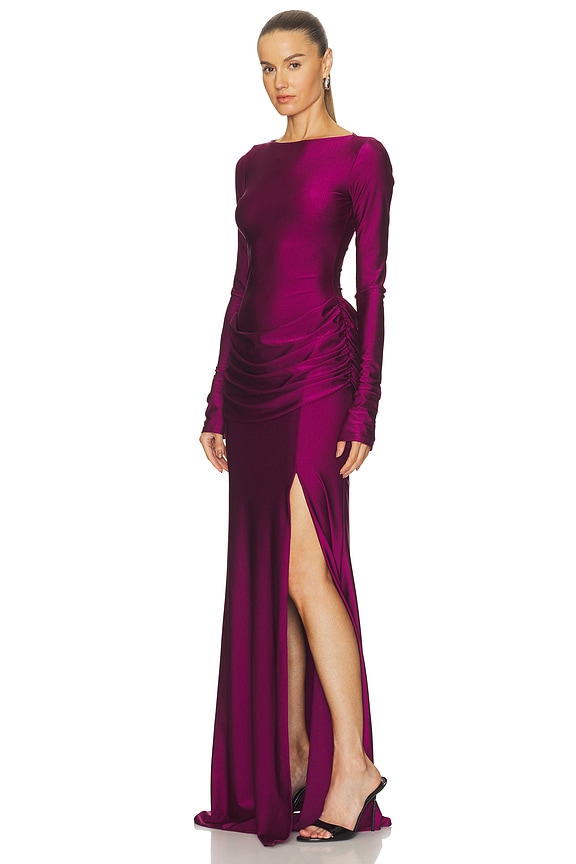 view 2 of 3 VESTIDO LARGO DRAPED WAISTE in Berry