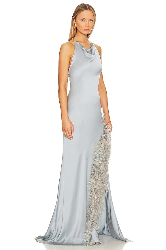 view 2 of 4 Halter Cowl Neck Gown in Dove