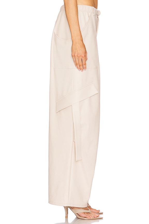 view 2 of 6 Stretch Faux Leather Utility Pocket Pant in Ecru