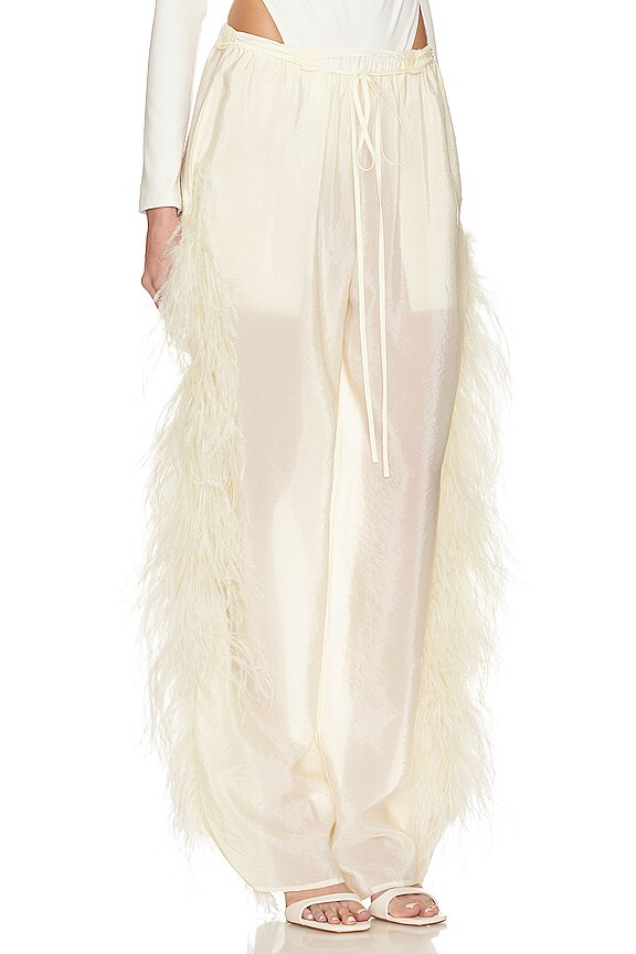 view 2 of 4 Textured Sheer Cupro Drawstring Pant W Ostrich in Cream