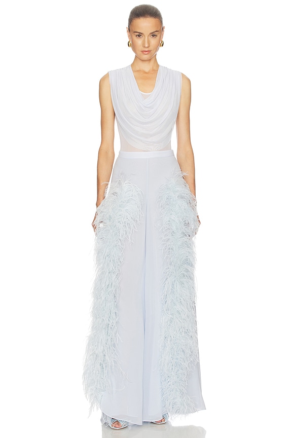 Wide Leg Pant With Feathers