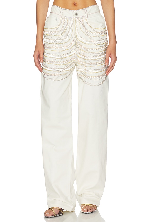 view 1 of 6 PANTALÓN EMBROIDERED in Cream