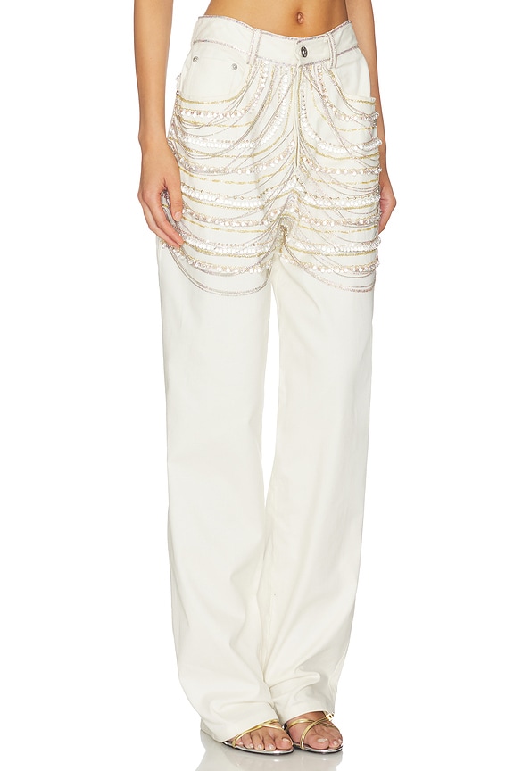 view 2 of 6 PANTALÓN EMBROIDERED in Cream