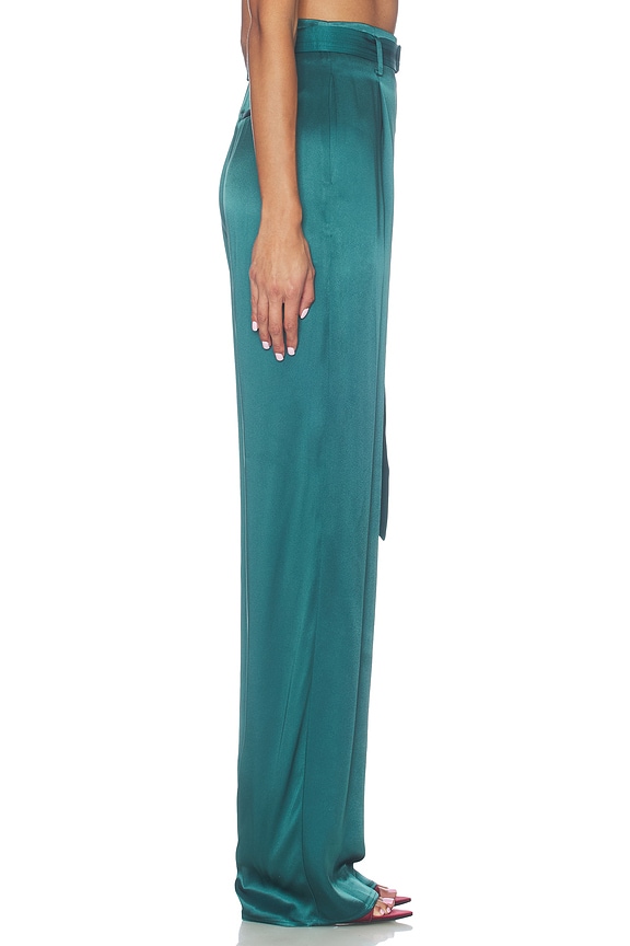 view 2 of 6 Satin Belted Pant in Emerald