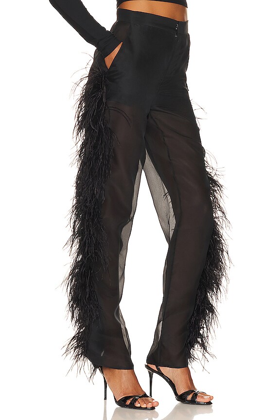 view 2 of 4 Organza High Waisted Trouser With Ostrich in Black