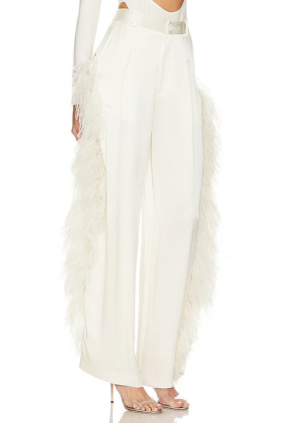 view 2 of 4 ПЛИССИРОВАННЫЕ БРЮКИ СО СТРАУСОМ in Cream