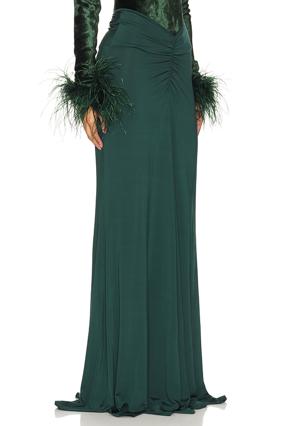 view 2 of 6 Ruched Maxi Skirt in Forest