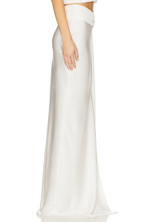 view 2 of 6 Lightweight Satin Asymmetric Maxi Skirt in Cream