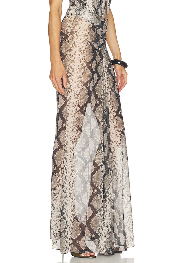 view 2 of 6 Mesh Ruched Maxi Skirt in Printed Python Mesh