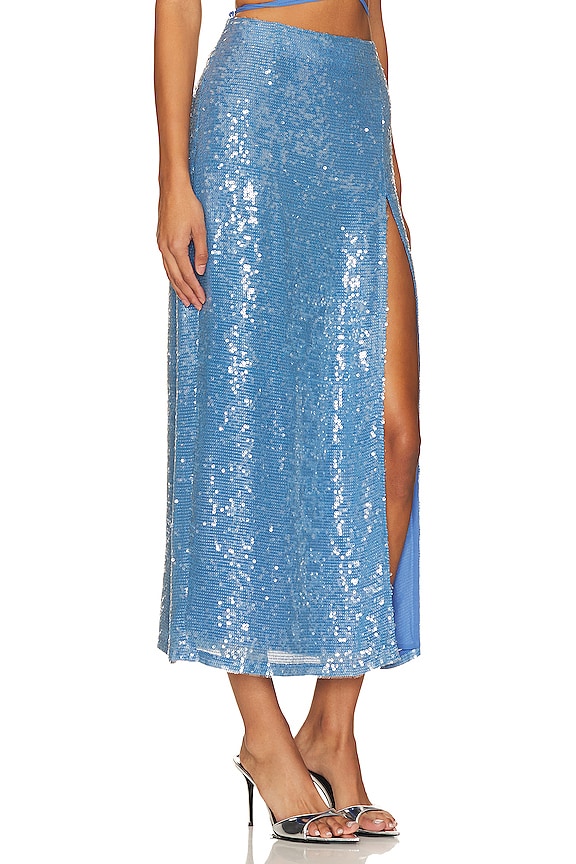 view 2 of 4 JUPE MIDI À SEQUINS in Sky Blue