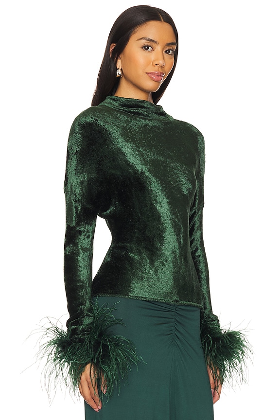 view 2 of 4 Dolman Top With Feathers in Forest