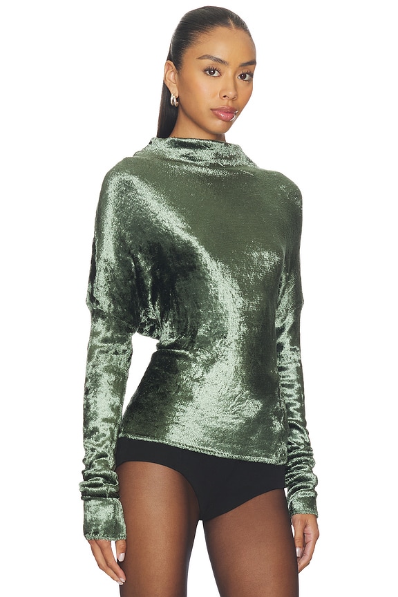 view 2 of 4 Velvet Dolman Top in Green