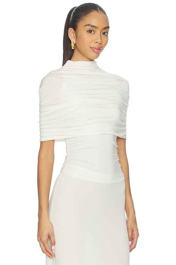 view 2 of 4 Mock Neck Ruched Top in Cream
