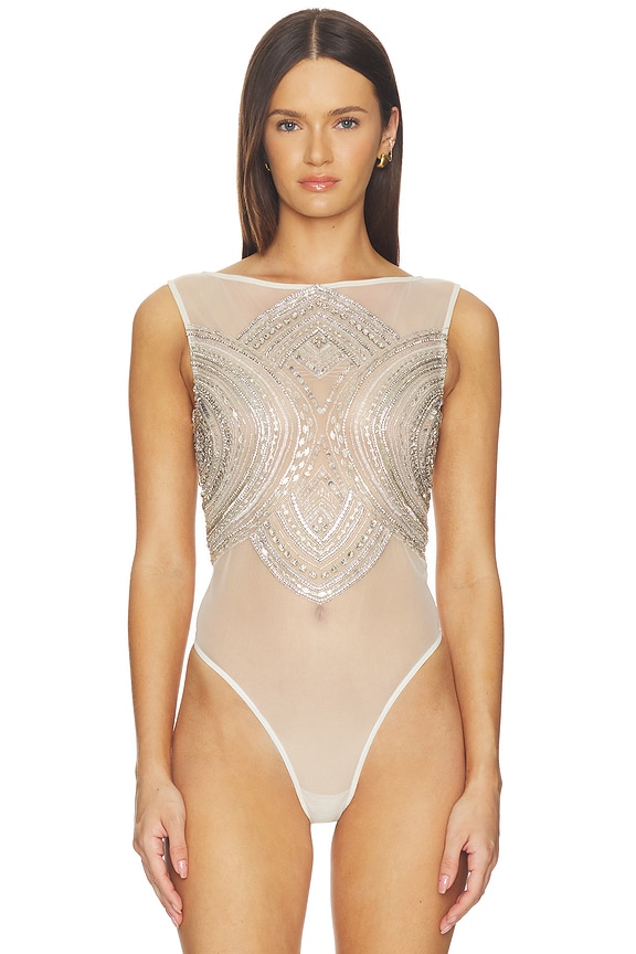 view 2 of 6 x REVOLVE Mosaic Embroidered Bodysuit in Cream