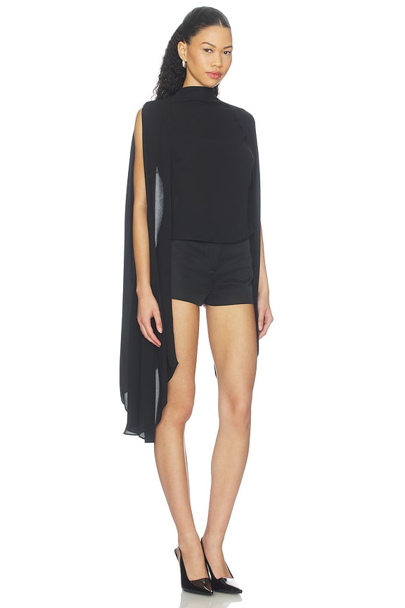 view 2 of 3 Georgette Cape Sleeve Top in Black