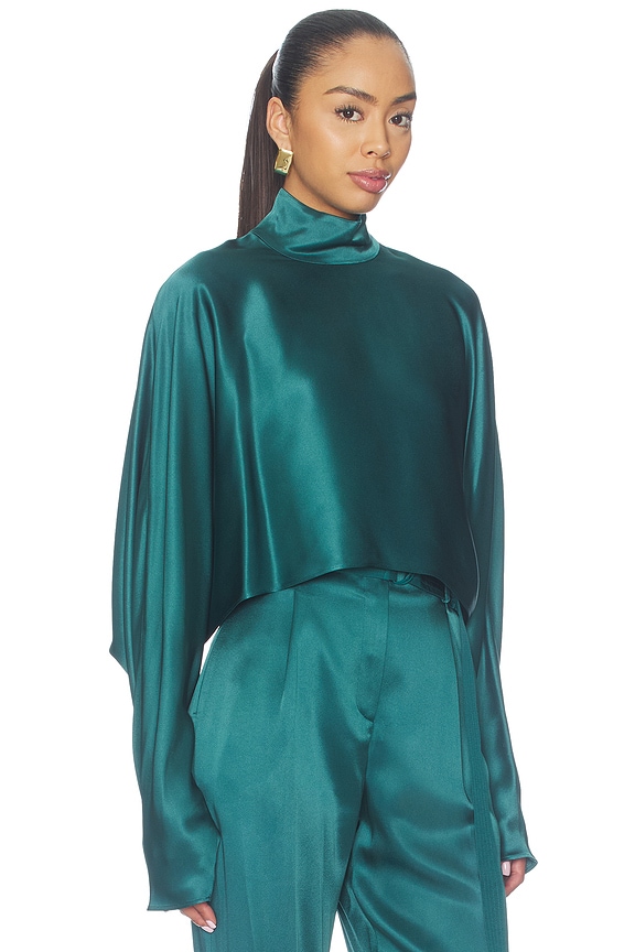 view 2 of 4 Satin Caftan Top in Emerald