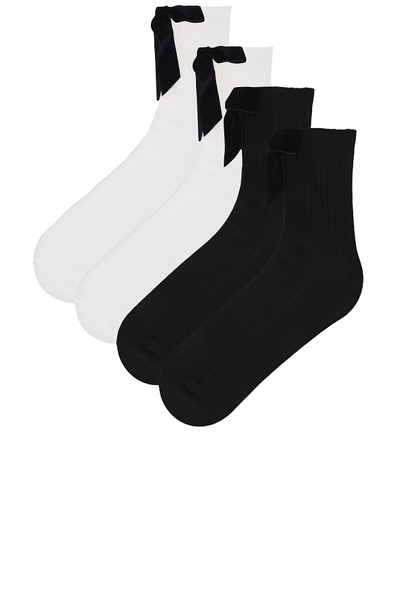 view 2 of 5 Angelina Bow Socks 2 Pack in Black & White