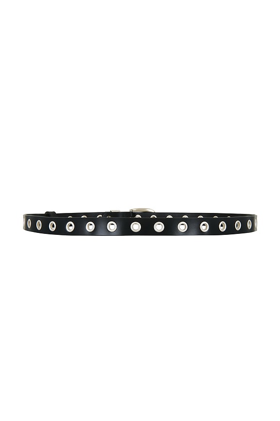 view 2 of 3 Caroline Leather Belt in Black & Silver
