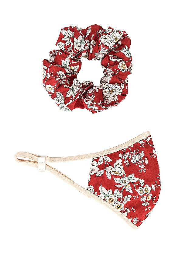 view 2 of 3 Mask Scrunchie Set in Red Multi